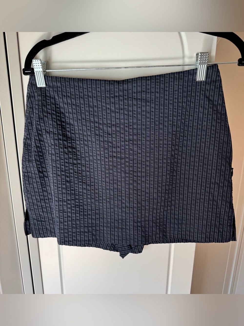 Express Striped Navy Women’s Skort with Subtle Pinstripe